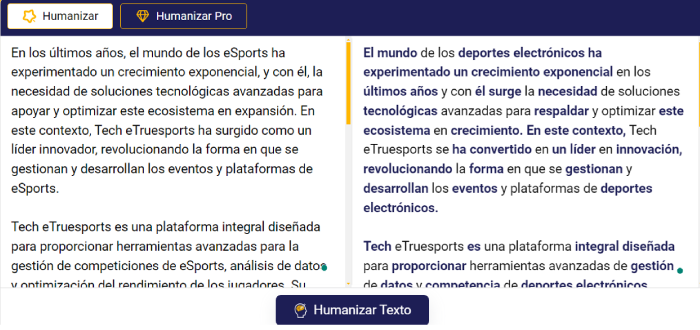 texto humanizado en lengua española